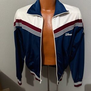 Vintage Wilson Track Jacket Navy White Red Tennis 80s Retro
